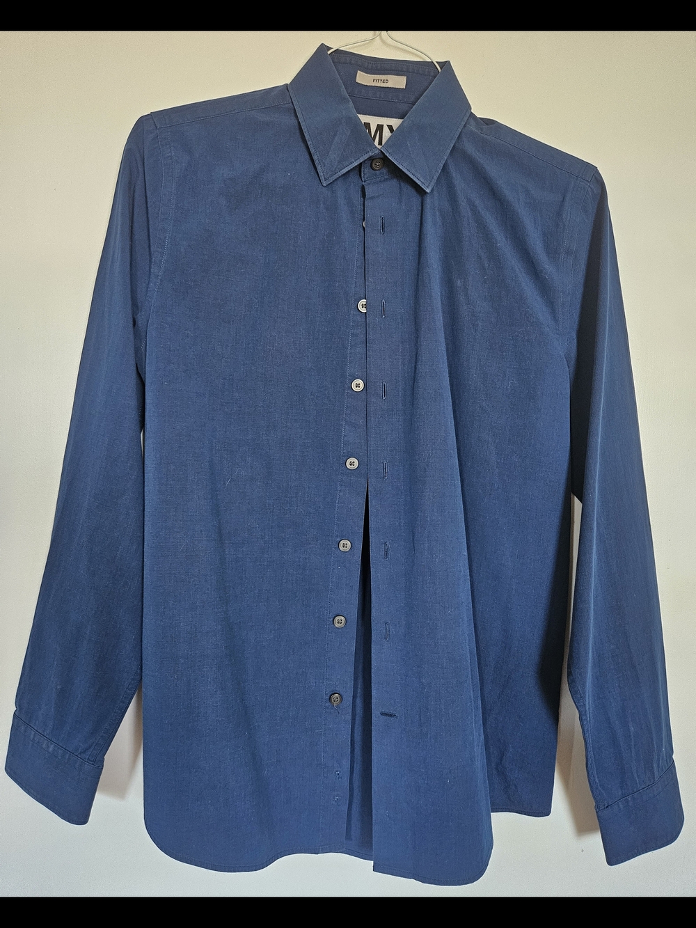 Express Men's Navy Button-Down Dress Shirt Long Sleeves